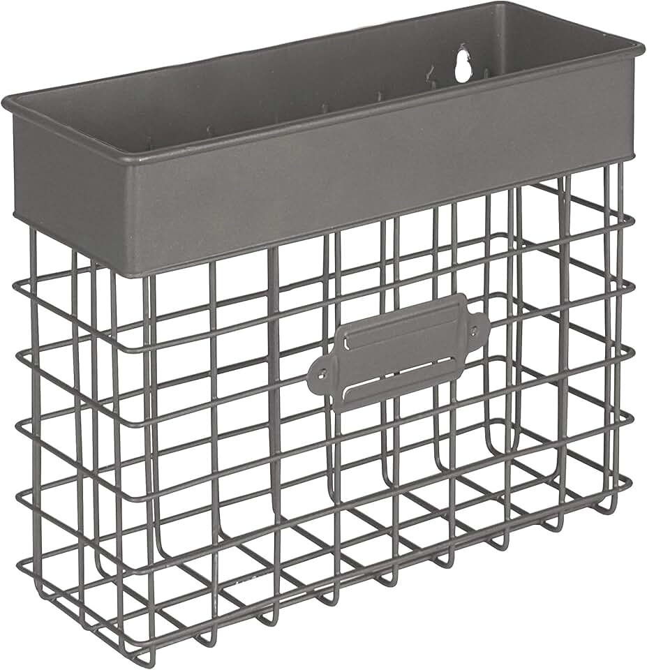 Vintage wall mount mail and organizer basket