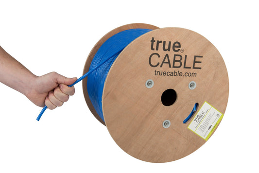 Cat6A Riser Ethernet Cable 1000ft Blue 23AWG Bare Copper