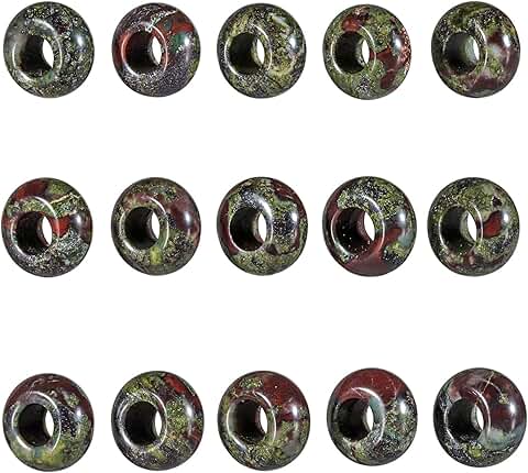 Big Hole Stone Beads for Jewelry Making, Pack of 15