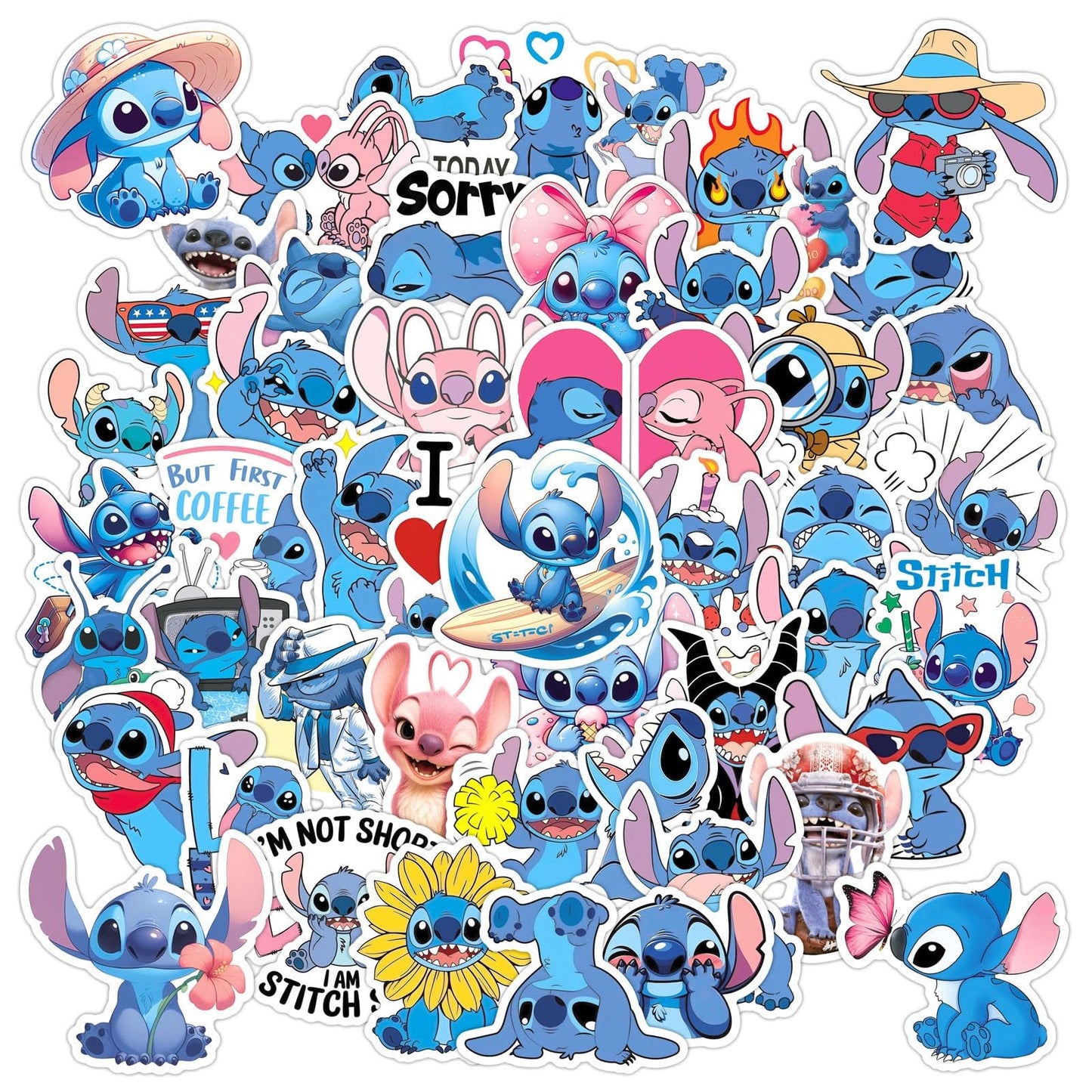 50 Cartoon Stitch Stickers for Kids and Teens