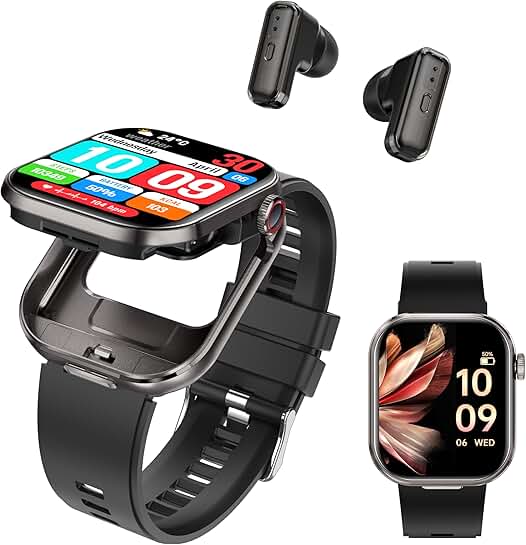 Waterproof 2-in-1 Smart Watch with Earbuds and HD Screen