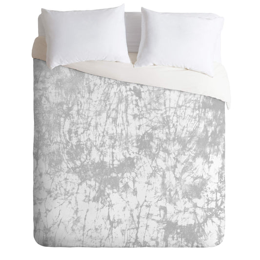 Amy Sia Crackle Batik Pale Gray Duvet Set with Pillow Sham, Twin