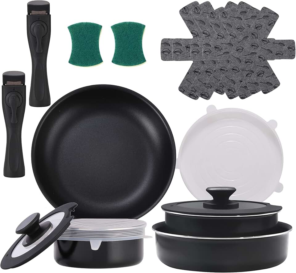 16-Piece Removable Handle Cookware Set for Camping and RV