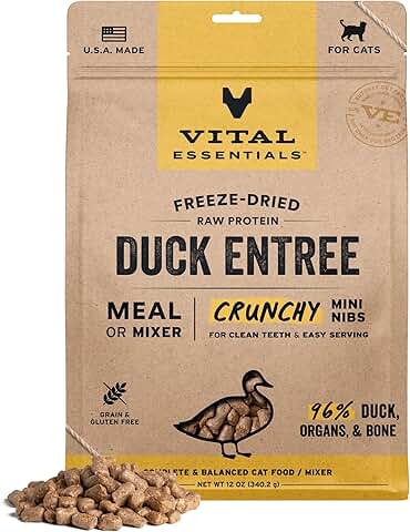 Freeze-Dried Raw Duck Cat Food Nibs, 12 oz