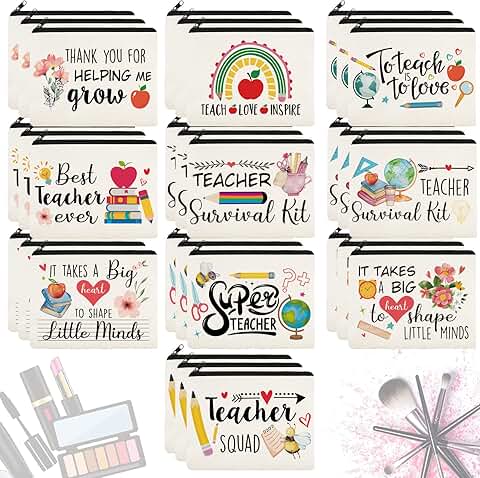 30 Pcs Christmas Teacher Gift Makeup and Cosmetic Bags