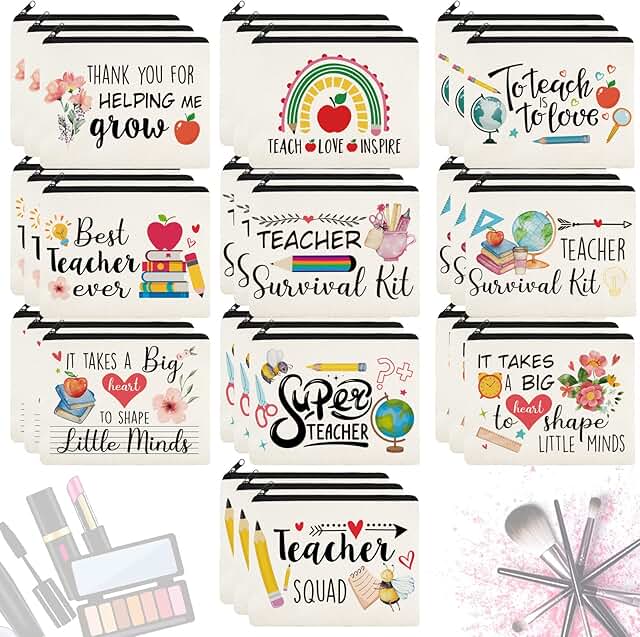 30 Pcs Christmas Teacher Gift Makeup and Cosmetic Bags