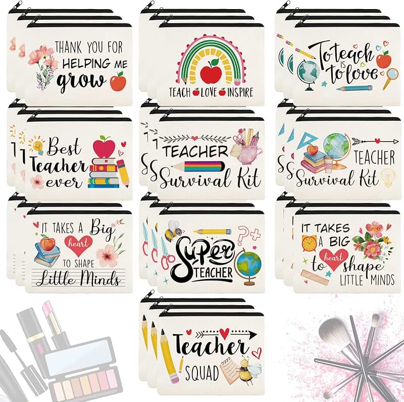 30 Pcs Christmas Teacher Gift Makeup and Cosmetic Bags