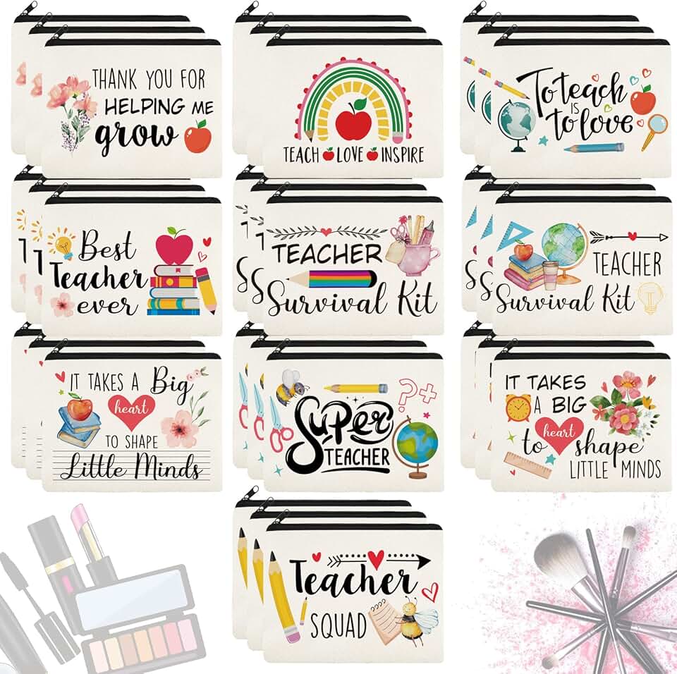 30 Pcs Christmas Teacher Gift Makeup and Cosmetic Bags