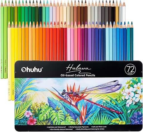 72 Oil-Based Colored Pencils for Drawing and Coloring