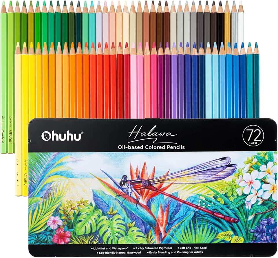 72 Oil-Based Colored Pencils for Drawing and Coloring
