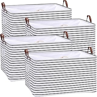 Large Canvas Storage Baskets with Handles, 70L