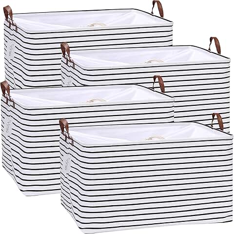 Large Canvas Storage Baskets with Handles, 70L