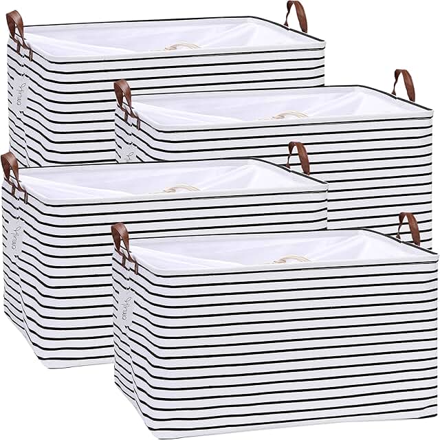 Large Canvas Storage Baskets with Handles, 70L