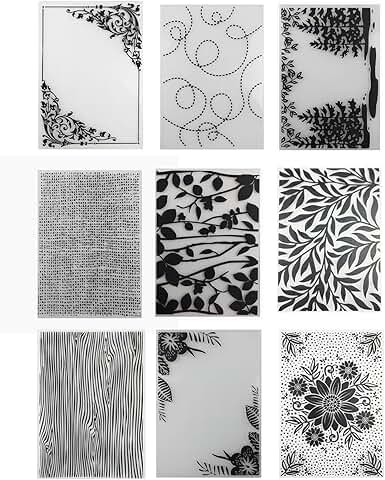 Set of 9 Plastic Embossing Folders for Card Making