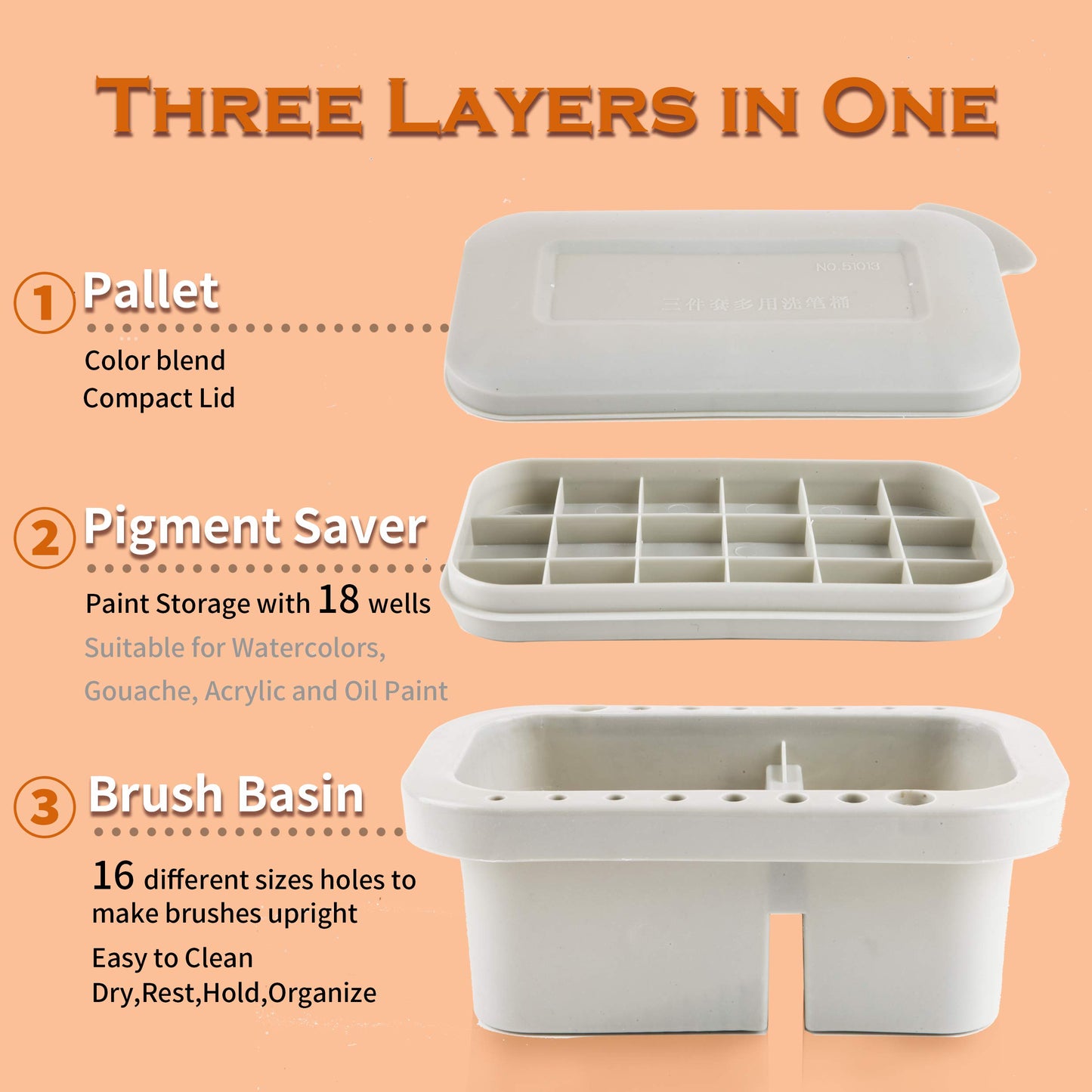 Multi-Use Paint Brush Basin with Palette and Holder