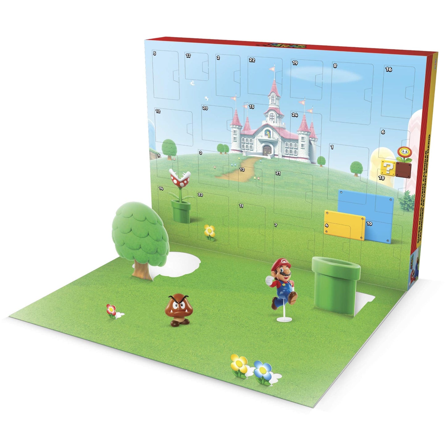 Nintendo Advent Calendar Holiday Calendar with 17 Articulated 2.5 Action Figures  7 Accessories, 24 Day Surprise Countdown with Pop-Up Environment  Exclusive]