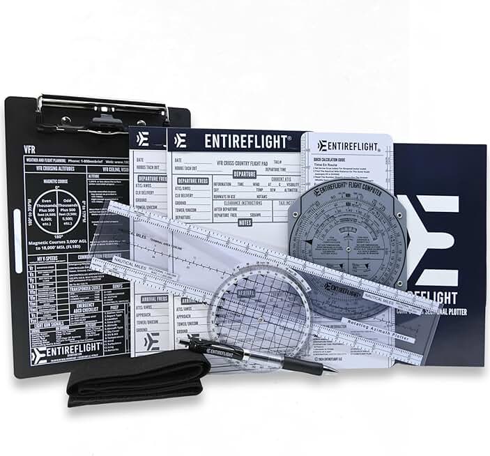 Aviation Pilot Kneeboard with E6b Flight Computer and Planning Notepad