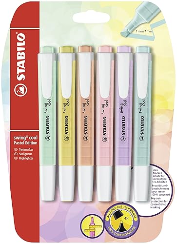 Set of 6 Pastel Swing Cool Highlighters