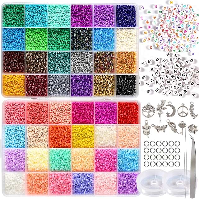 35000pcs 2mm Seed Beads Craft Kit for Jewelry Making