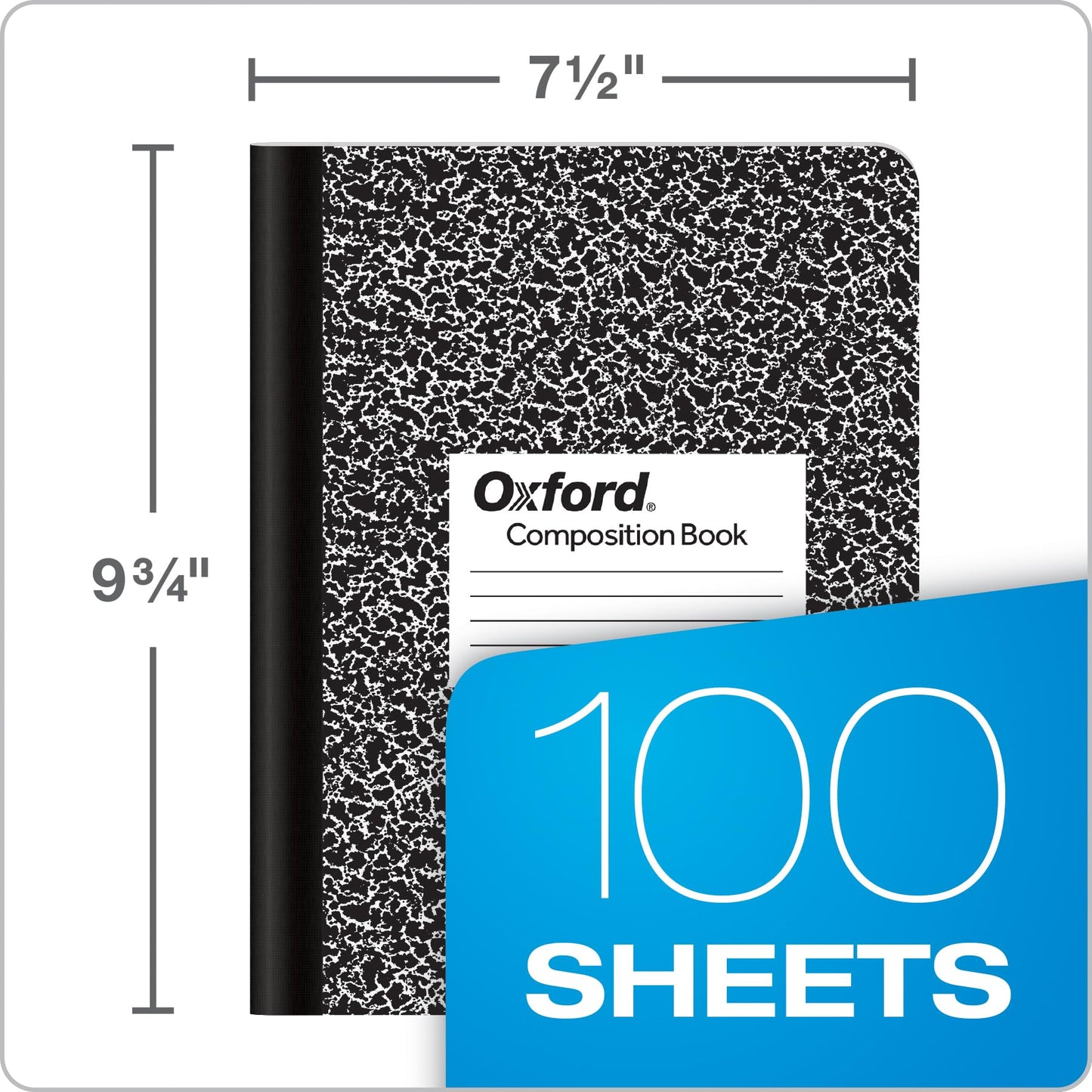 Marble Composition Book, 9 3/4 x 7 1/2 inches, 100 sheets