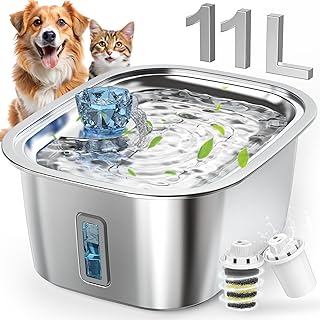 Large Stainless Steel Dog Water Fountain with Filters