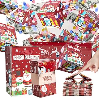 Red Christmas Surprise Gift Box with Confetti and Bounces
