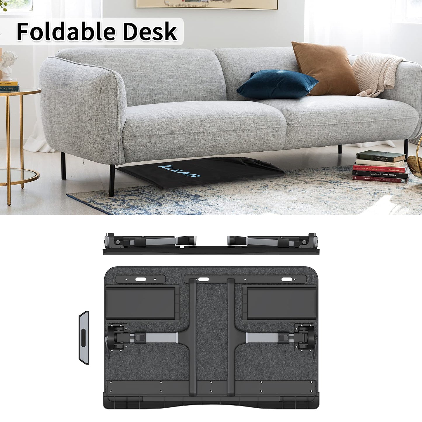 Laptop Desk for Bed, Lap Desks Trays with Double Storage Drawers, Adjustable Premium Leather Laptop Stand with Extra Drawstring Bag, Foldable Lap Table for Eating, Working, Writing and Drawing