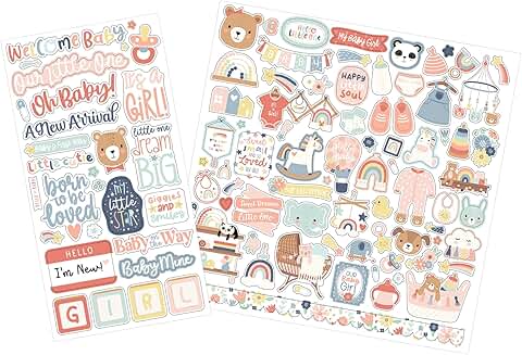 Cute Pink Baby Girl Scrapbook Stickers Set