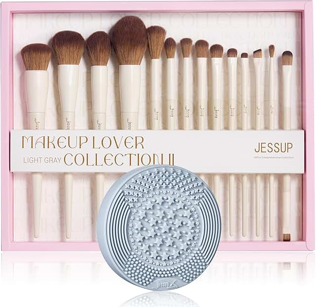 Makeup Brush Set with Cleaning Mat