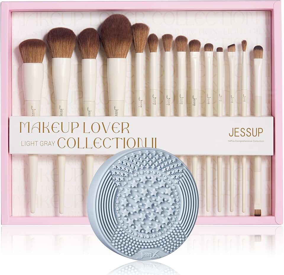 Makeup Brush Set with Cleaning Mat