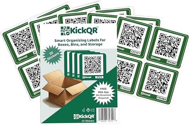 20 Premium QR Code Labels for Storage and Organization