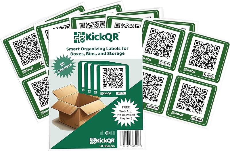 20 Premium QR Code Labels for Storage and Organization