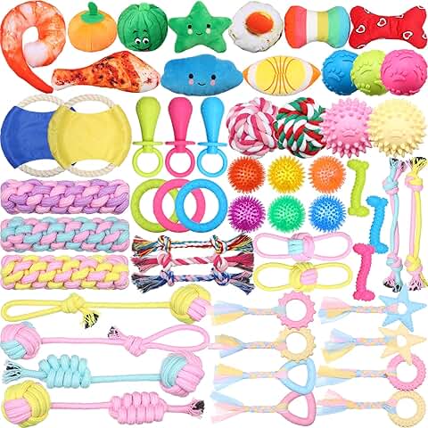 60 Pcs Squeaky Plush Dog Toys for Christmas