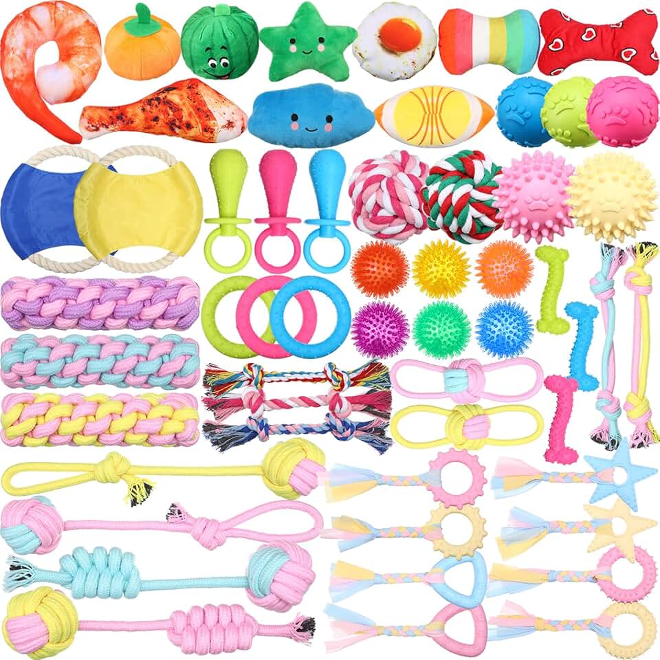 60 Pcs Squeaky Plush Dog Toys for Christmas