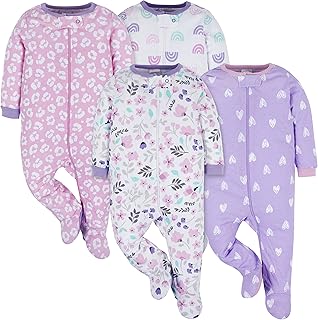Baby Girls' Four-Pack Sleep and Play Footies
