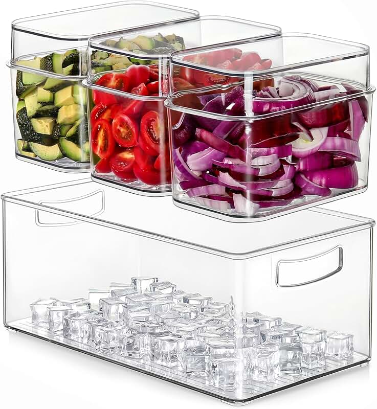 Medium Clear Food Storage Bins with Airtight Lids, Set of 2