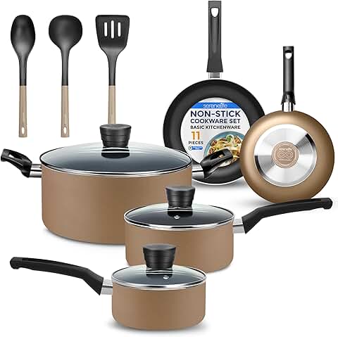 11-Piece Black Non-Stick Kitchen Cookware Set
