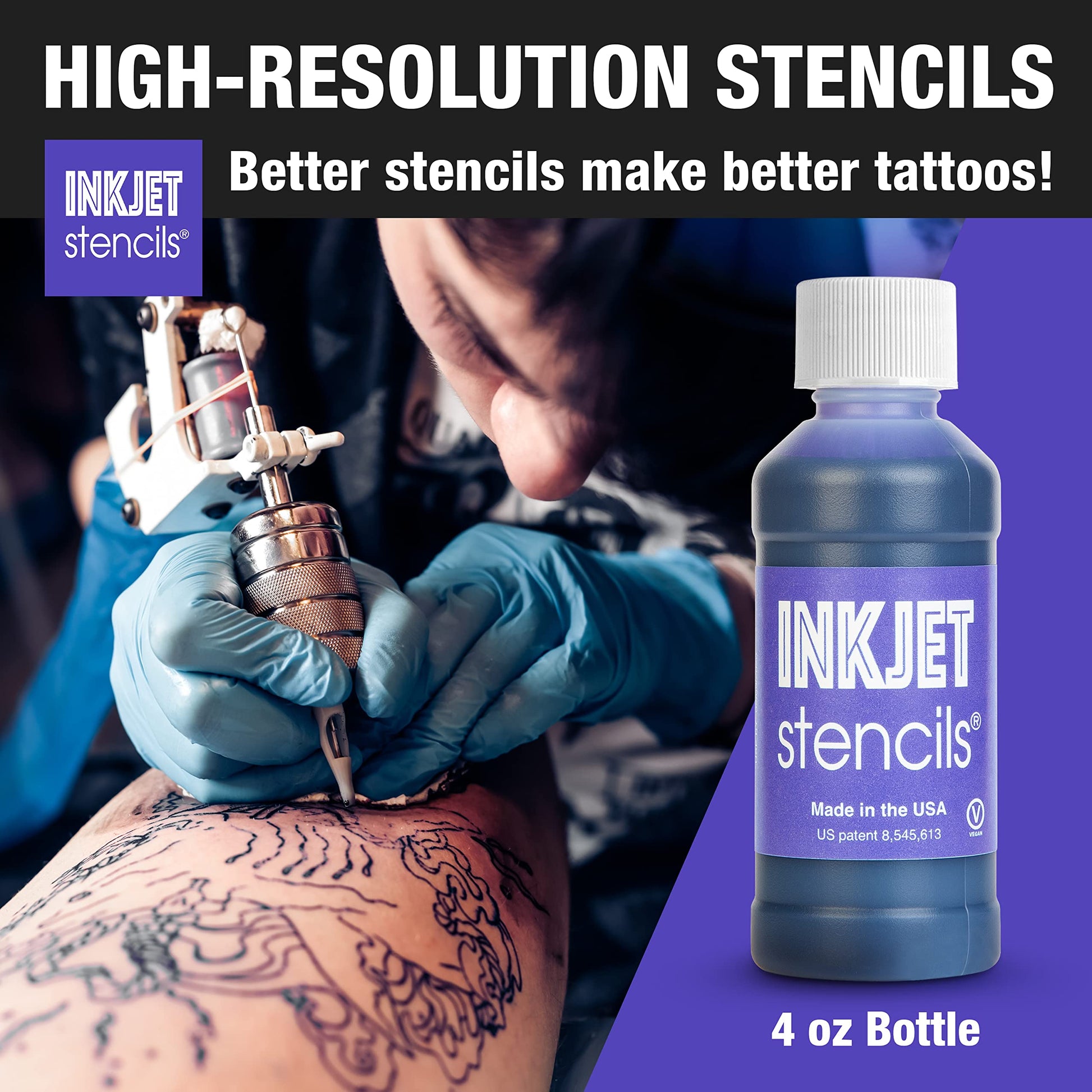 Tattoo Inkjet Stencil - Revolutionary Stencils Printer for Tattoos - 4 Oz Bottle