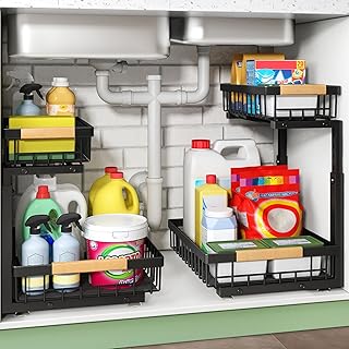 2 Pack Under Sink Organizers with Sliding Drawers