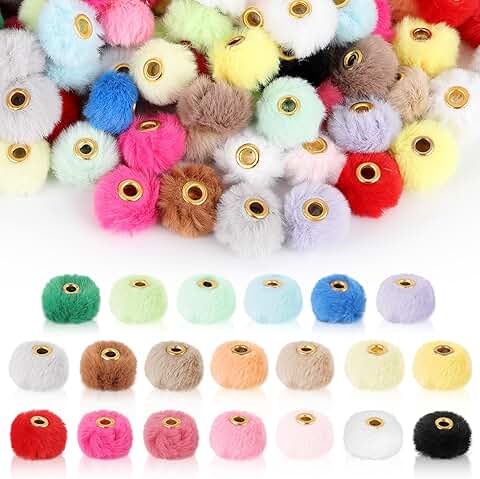 200 Fluffy Faux Fur Pom Poms in 20 Colors for Crafts and Accessories