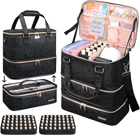 Three-Layer Nail Polish and Lamp Organizer Bag