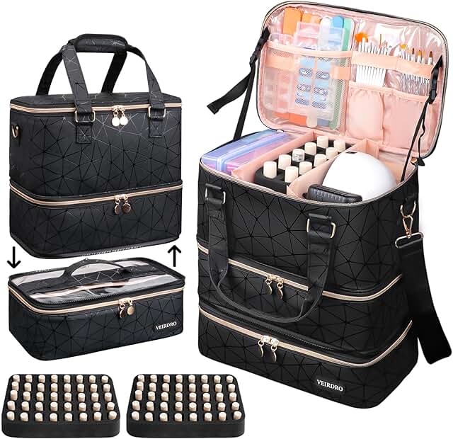 Three-Layer Nail Polish and Lamp Organizer Bag