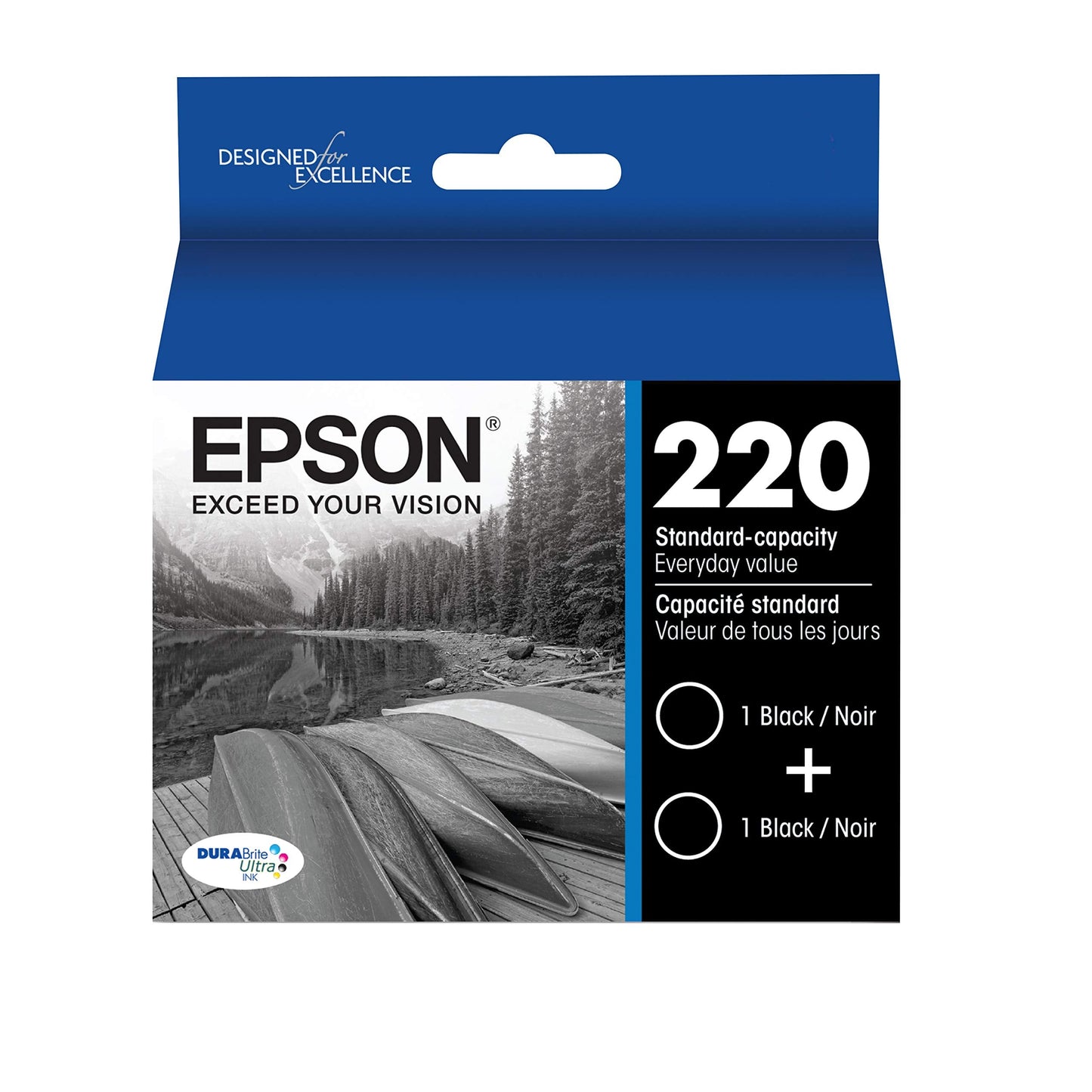 T220 DURABrite Ultra -Ink Standard Capacity Black Dual -Cartridge Pack (T220120-D2) for select Expression and WorkForce Printers