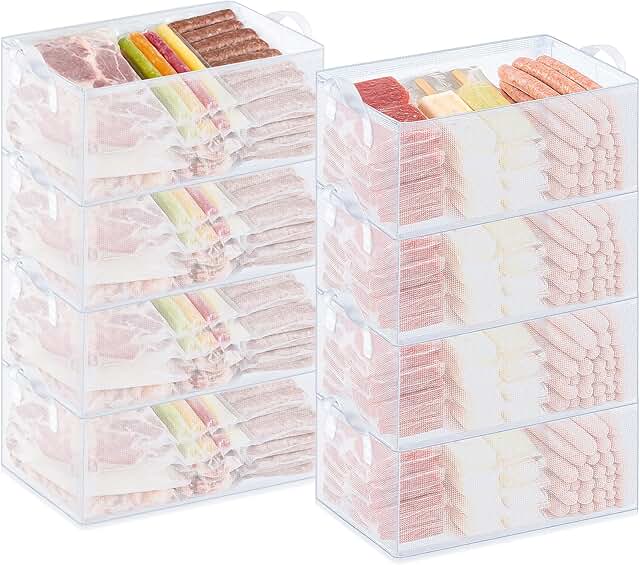 8 Pack Collapsible Freezer Storage Bins with Handles