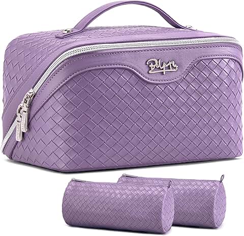 Large 3-Piece Waterproof Makeup Bag Set with Handle