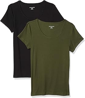 Two slim-fit women's cap-sleeve scoop neck T-shirts