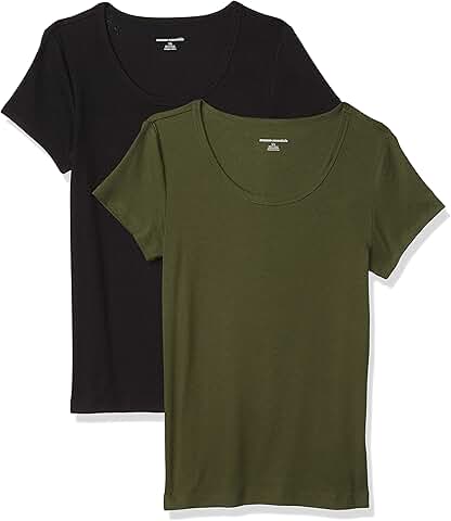 Two slim-fit women's cap-sleeve scoop neck T-shirts