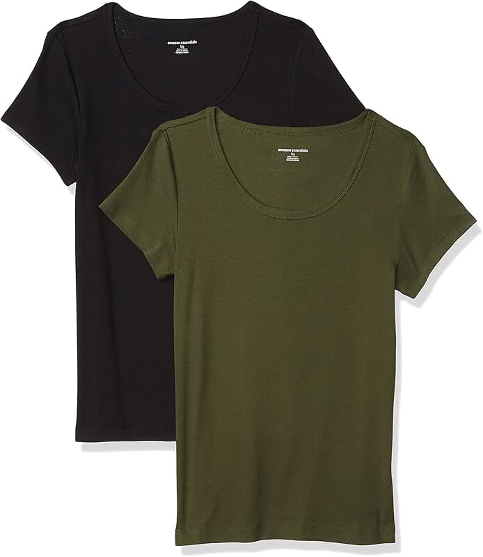 Two slim-fit women's cap-sleeve scoop neck T-shirts