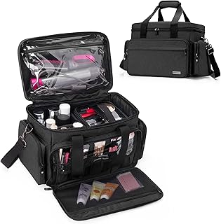 Large makeup bag with removable pouches and dividers