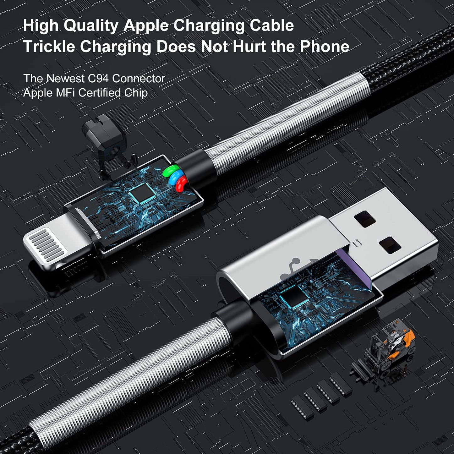 2Pack 10ft iPhone Charger Cable, [ Apple MFi ] Long Lightning Cable 10 Foot, High Fast 10 Feet Apple Charging Cable Cord for Apple iPhone 14/14 Pro Max/13 Mini/12/11/XS/XR/8/7Plus/6s/5s iPad